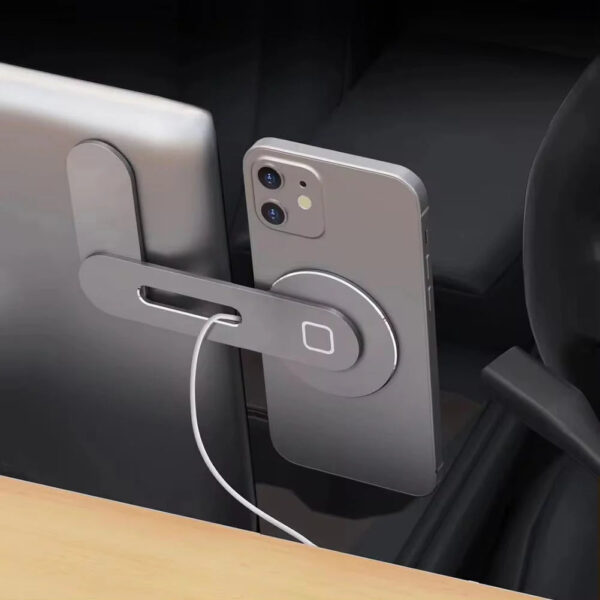 Metal Expansion Phone Stand for Laptop and Tesla Vehicles - Magnetic Folding Phone Holder with 15W Fast Charger - Image 9