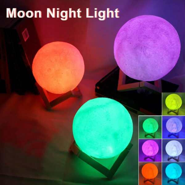 D5 Starry Moon Lamp 8Cm - LED Night Light with Stand, Perfect for Bedroom Decor and Gifts - Image 4