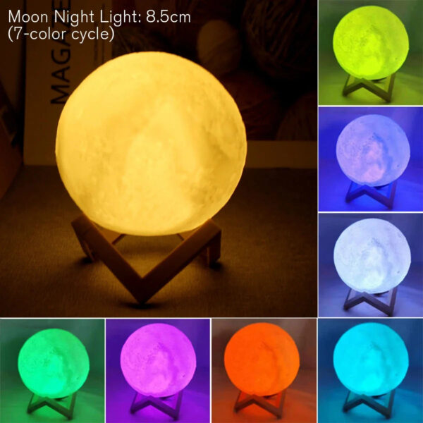 D5 Starry Moon Lamp 8Cm - LED Night Light with Stand, Perfect for Bedroom Decor and Gifts - Image 3